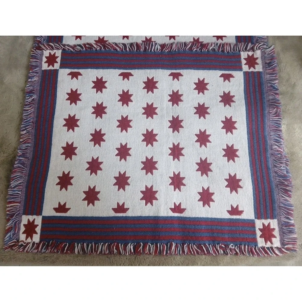 Set of 4 Patriotic Tapestry Placemats Stars Stripes Flag 4th of July Cotton READ